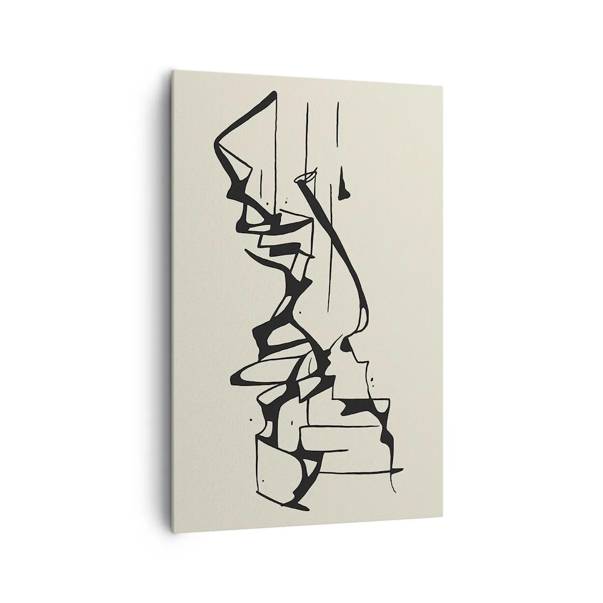 Cuadro sobre lienzo - Impresión de Imagen - Dibujo abstracto de montañas en blanco y negro - 80x120cm - Tal vez sea un paisaje - Decoración de pared moderna para salón y dormitorio ARTTOR