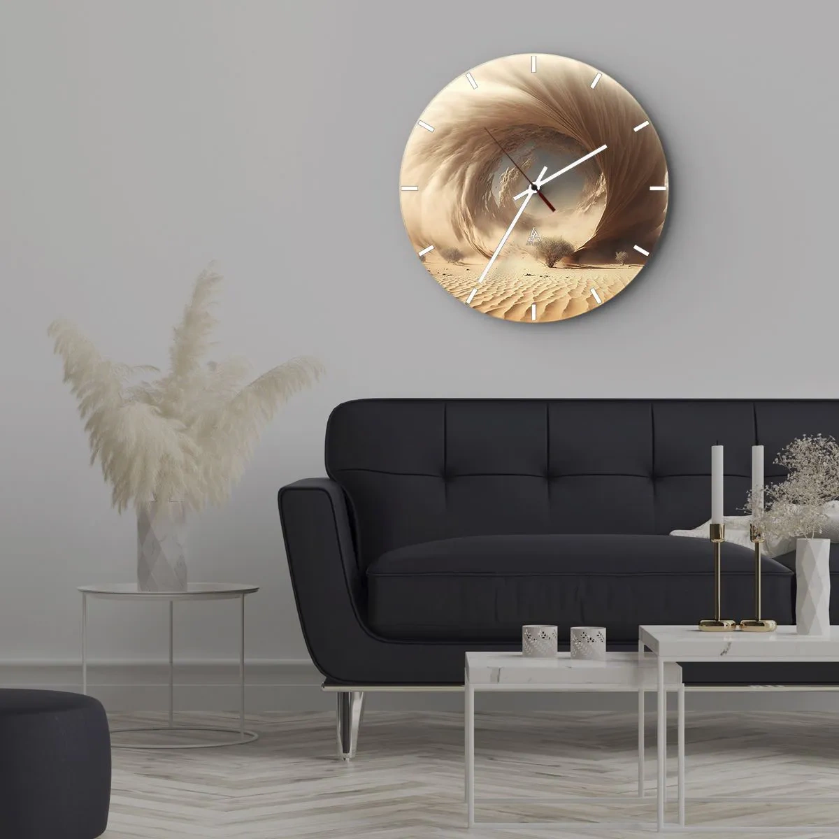 Reloj de pared - Reloj de vidrio - Un paisaje desértico con una estructura en forma de portal giratorio - 30x30cm - Portal abierto - Decoración de pared moderna para salón, cocina y dormitorio ARTTOR