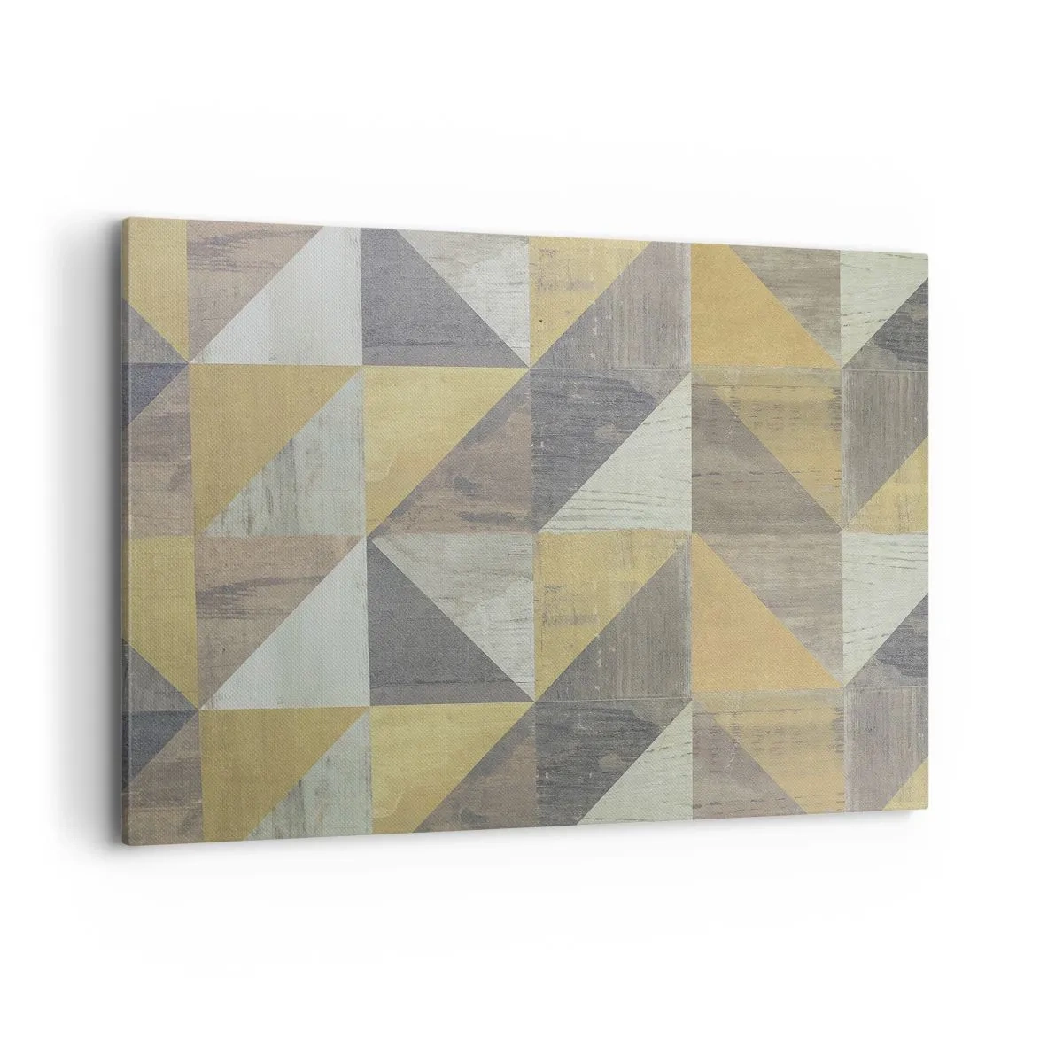 Cuadro sobre lienzo - Impresión de Imagen - Composición geométrica de triángulos en tonos tierra. - 100x70cm - El arte de los triángulos - Decoración de pared moderna para salón y dormitorio ARTTOR