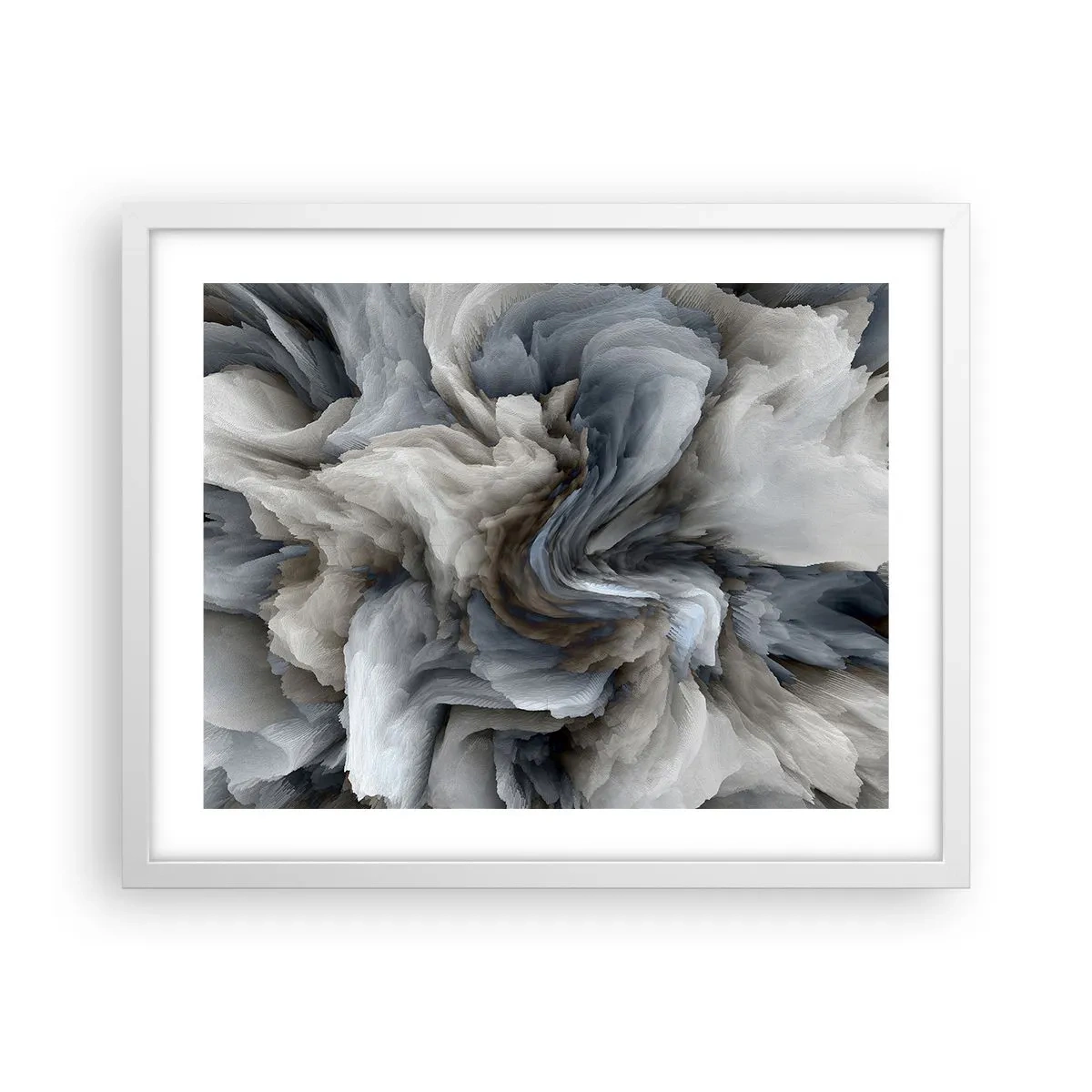 Póster en marco blanco - Piedra y flor - 50x40 cm