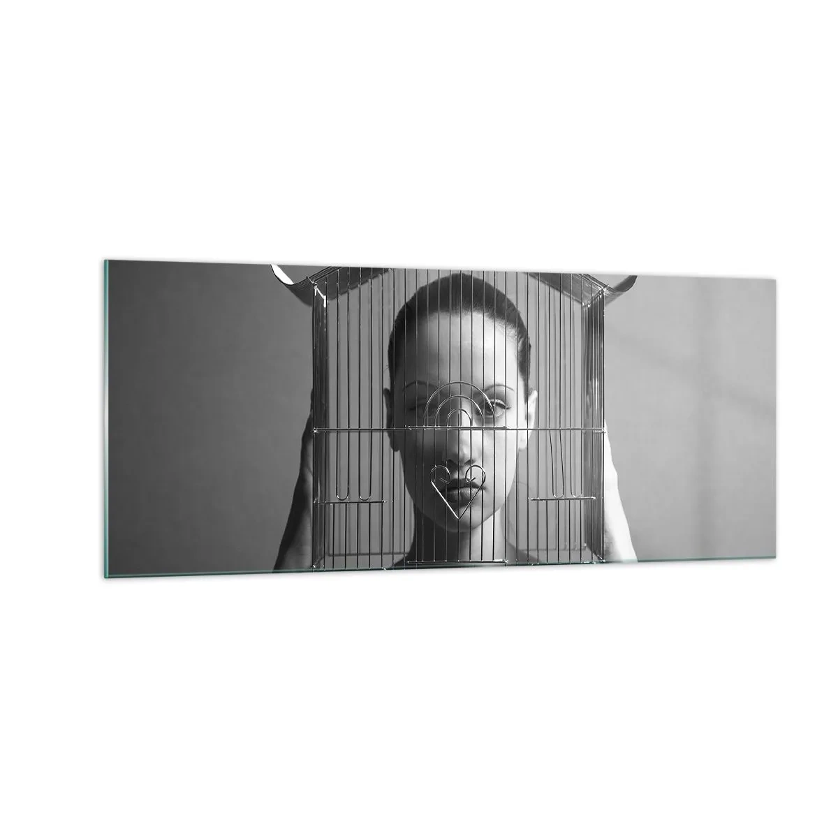 Cuadro sobre vidrio - Impresiones sobre Vidrio - Un retrato algo surrealista - 100x40 cm