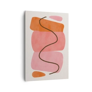 Cuadro sobre lienzo - Impresión de Imagen - Formas abstractas en tonos rosa y naranja. - 70x100cm - Suave movimiento de formas - Decoración de pared moderna para salón y dormitorio ARTTOR
