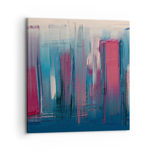 Cuadro sobre lienzo - Impresión de Imagen - Composición vertical en azul y rojo - 70x70 cm