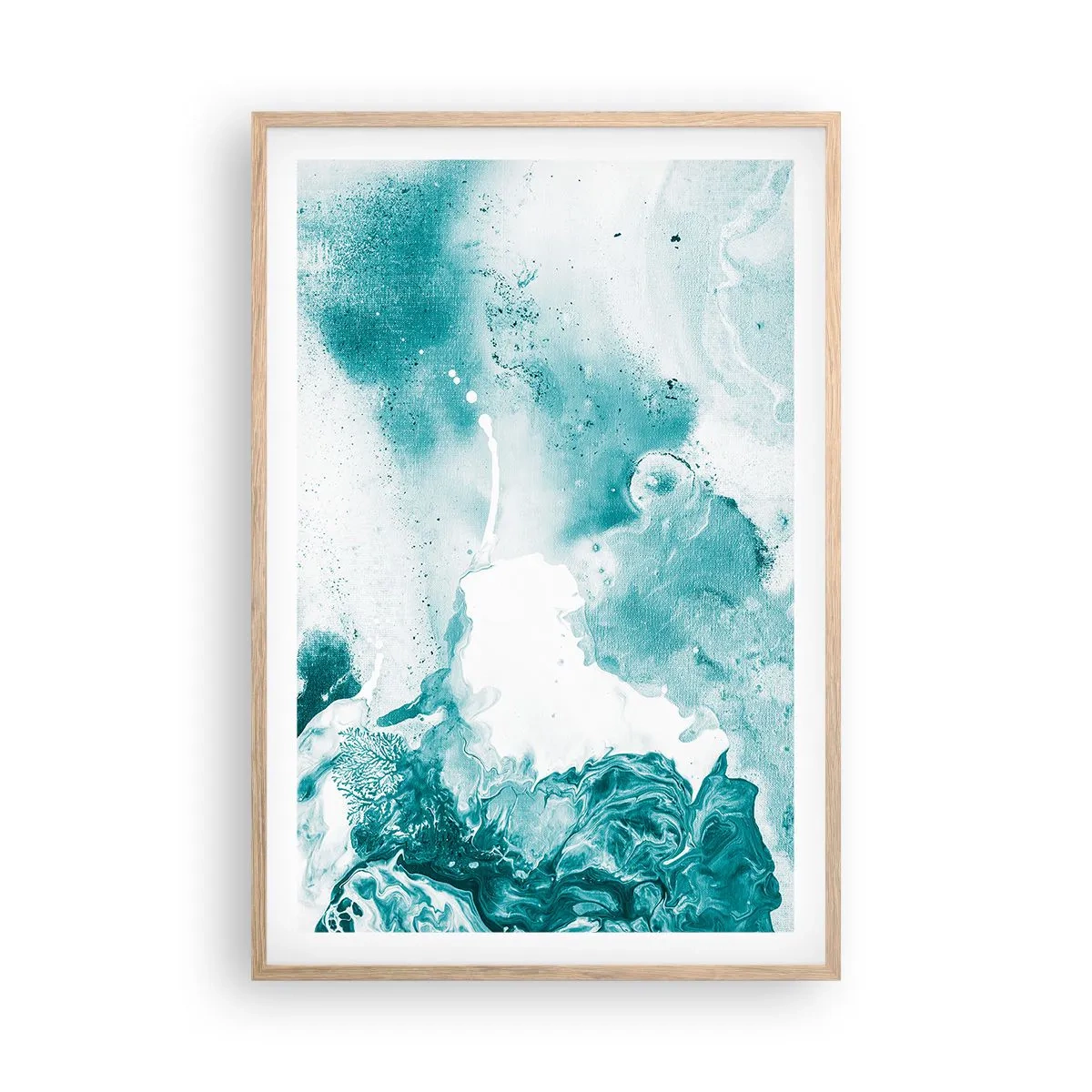 Póster en marco roble claro - Remansos de azul - 61x91 cm