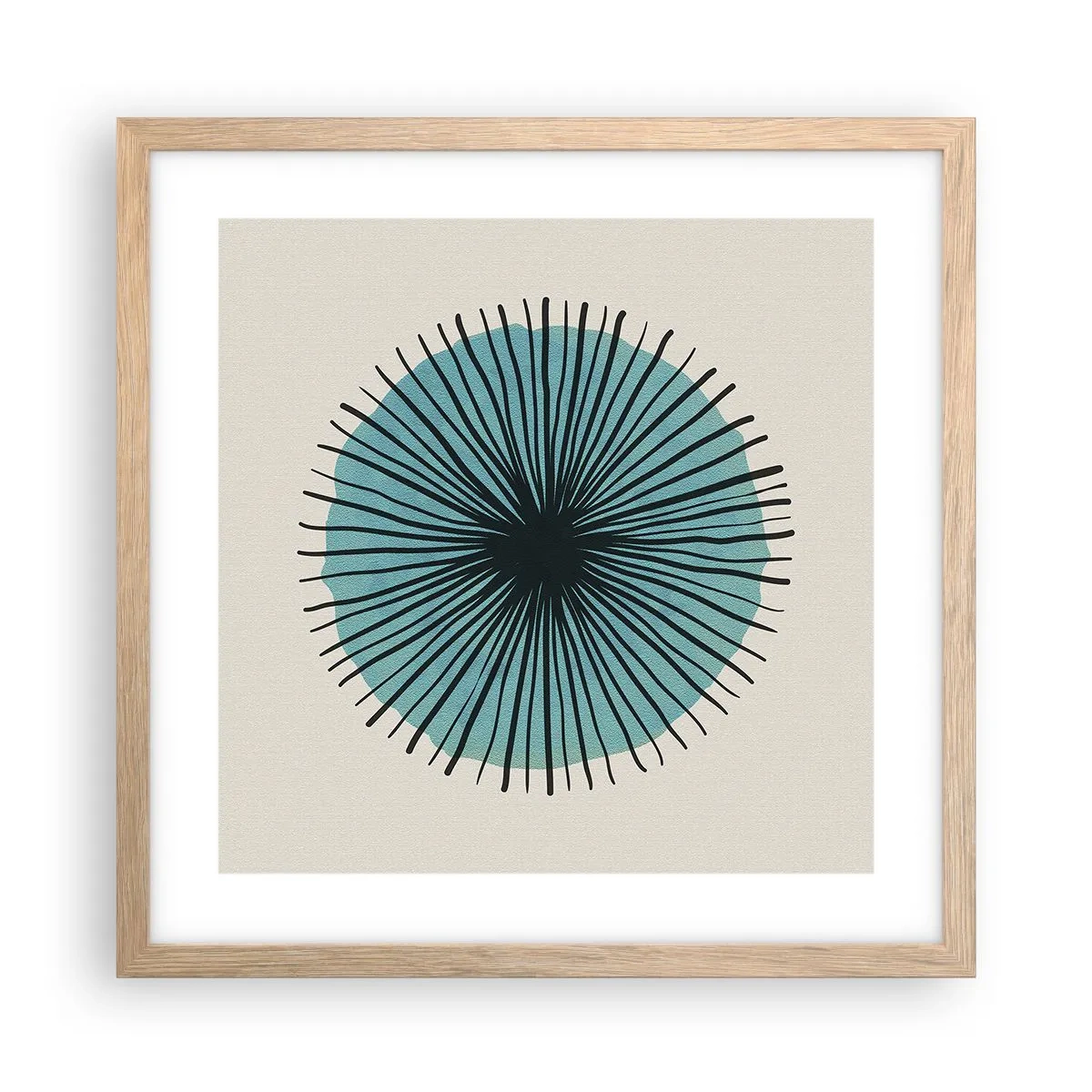 Póster en marco roble claro - Radiante en azul - 40x40 cm