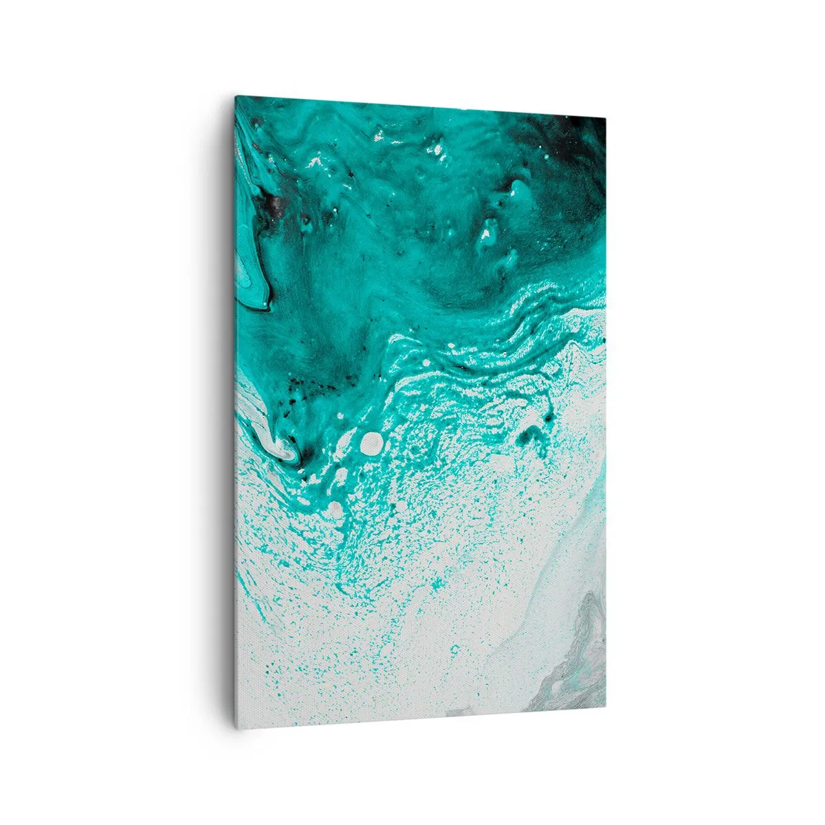 Cuadro sobre lienzo - Impresión de Imagen - Composición abstracta en tonos turquesa sobre fondo blanco. - 80x120cm - Disolución en blanco y turquesa - Decoración de pared moderna para salón y dormitorio ARTTOR