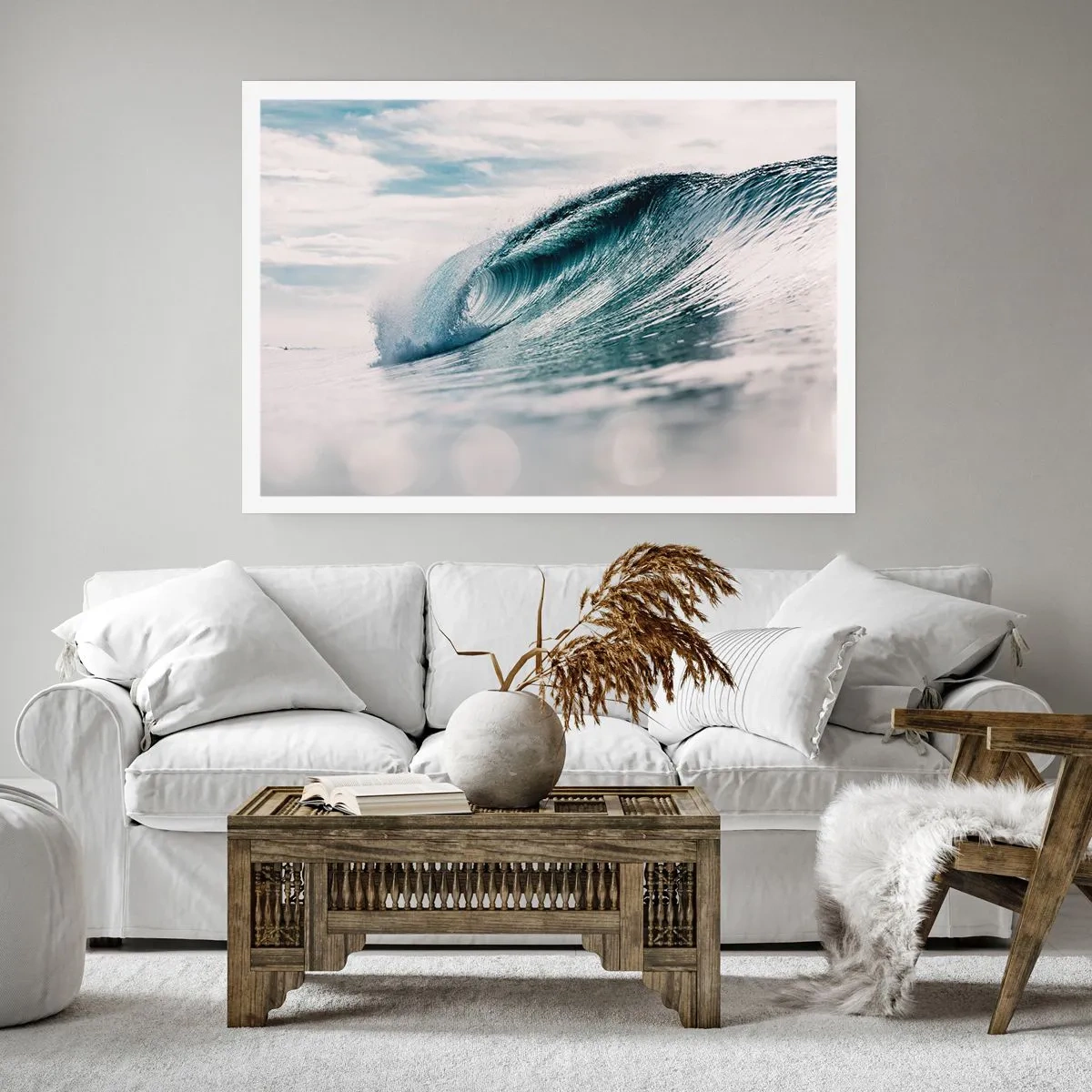 Póster - Una ola del mar capturada en un momento dinámico contra el cielo. - 100x70cm - La cima del océano - Decoración de pared moderna para salón y dormitorio ARTTOR