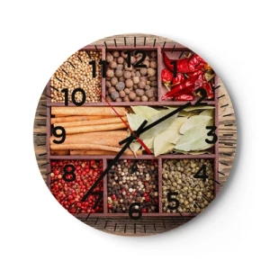 Reloj de pared - Reloj de vidrio - Orden de formas, composición de aromas - 30x30 cm