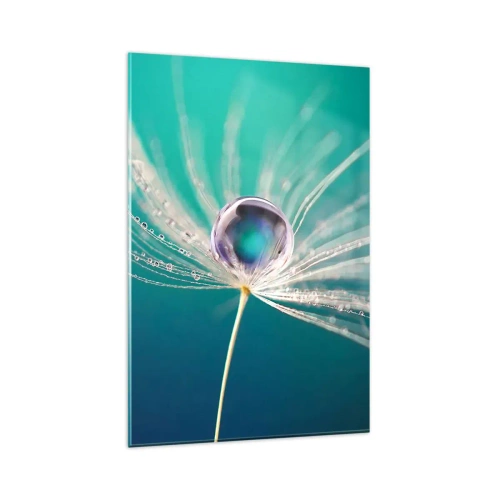 Cuadro sobre vidrio - Impresiones sobre Vidrio - Macro de una gota de agua sobre una delicada semilla de diente de león. - 80x120cm - Momento místico - Decoración de pared moderna para salón y dormitorio ARTTOR