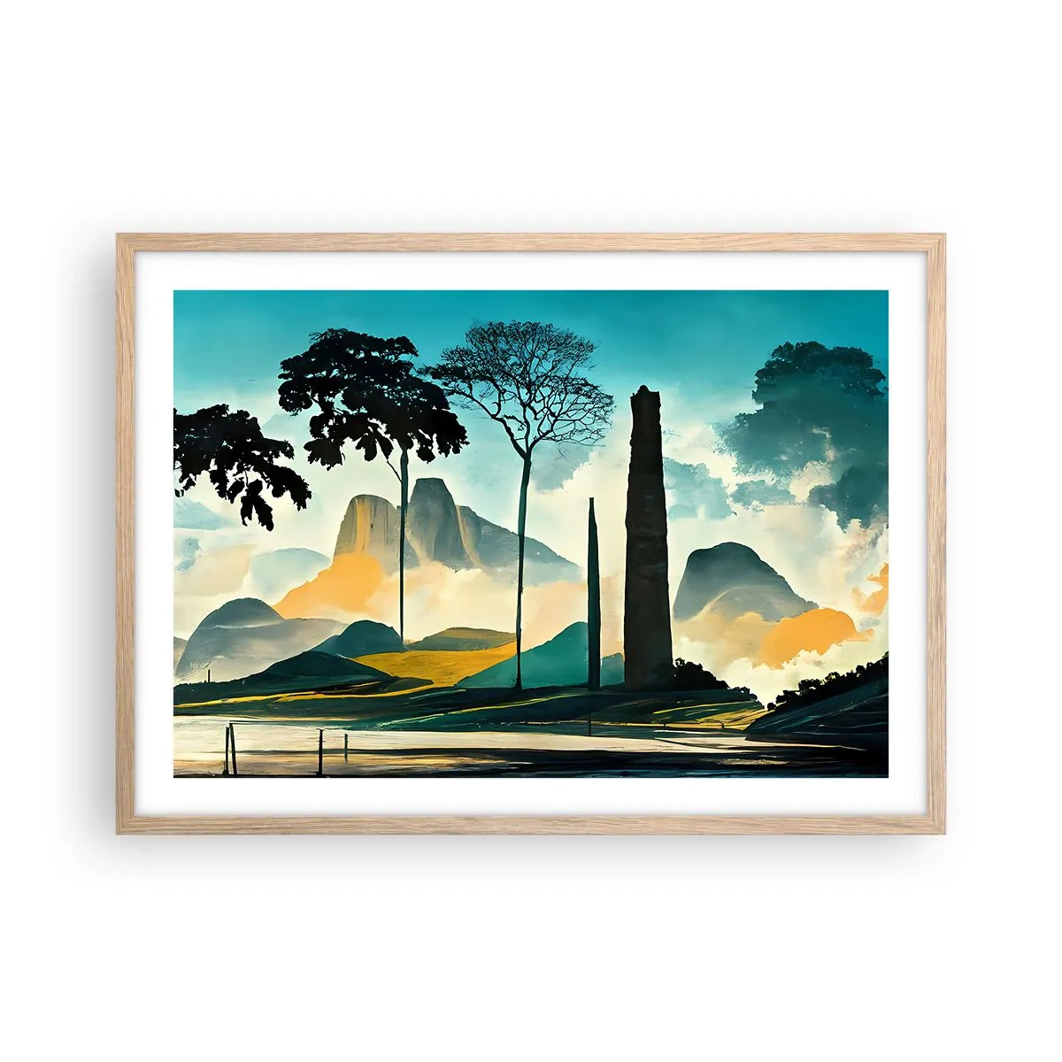 Póster en marco roble claro - Cada vez a más altitud - 70x50 cm