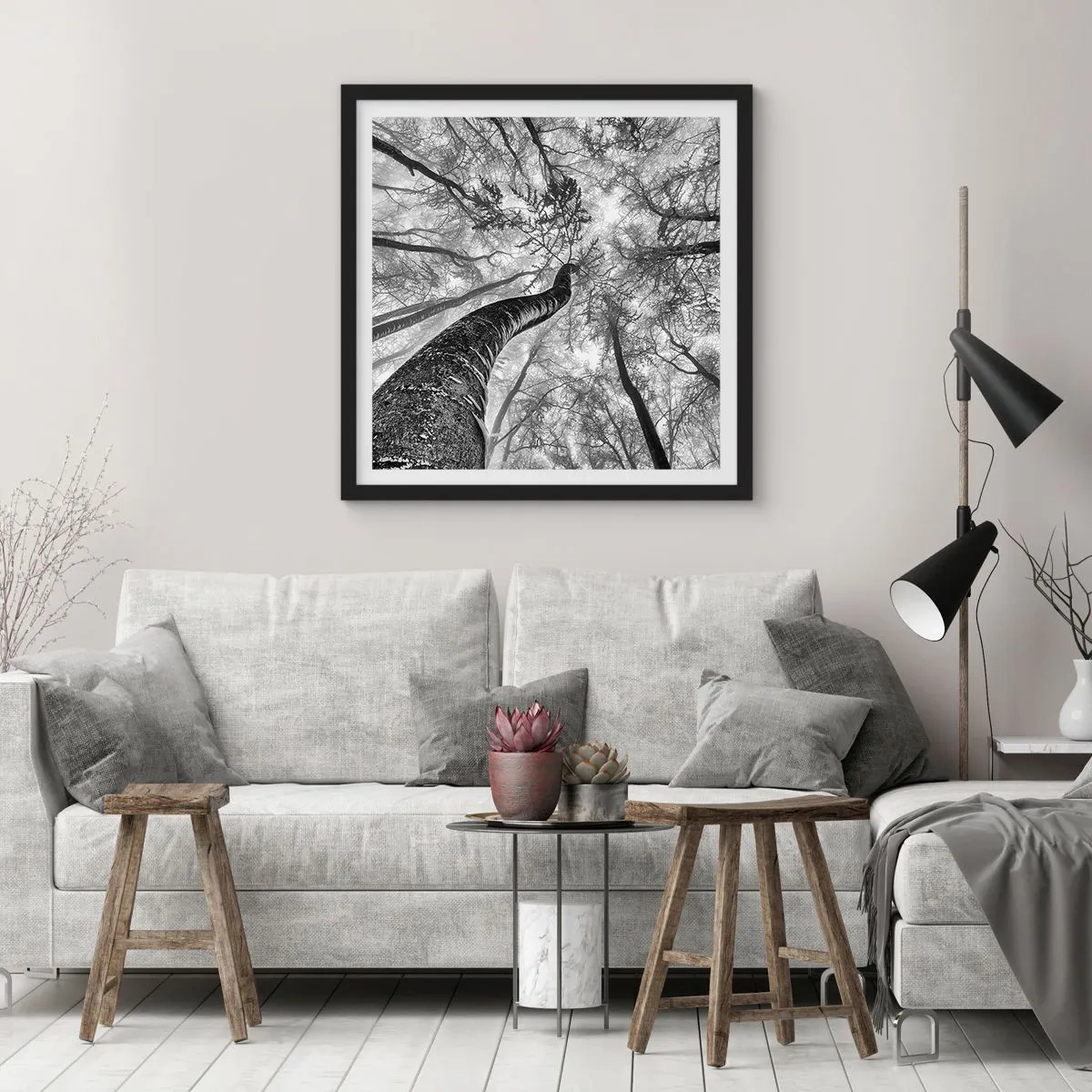 Póster en marco negro - Carrera hacia la luz - 30x30 cm