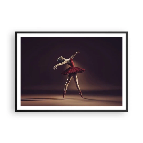 Póster en marco negro - Una bailarina de ballet con un vestido rojo frente a un escenario de fondo. - 100x70cm - Primera bailarina - Decoración de pared moderna para salón y dormitorio ARTTOR
