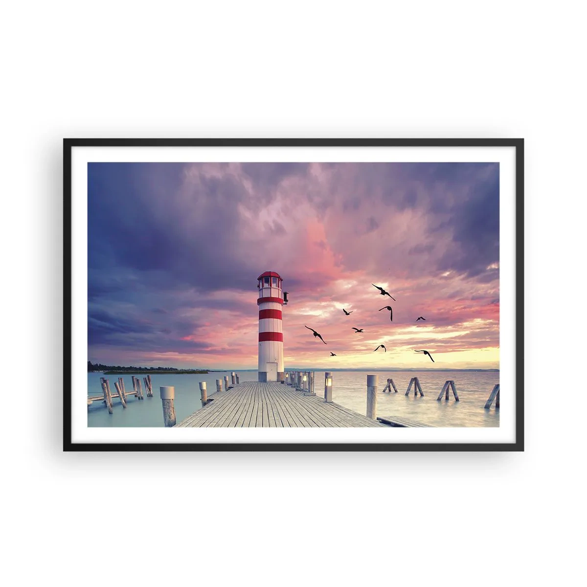 Póster en marco negro - Hora de ir al puerto - 91x61 cm