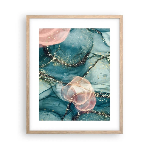 Póster en marco roble claro - Seda azul, tul rosa - 40x50 cm