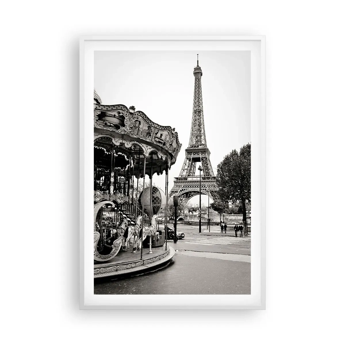 Póster en marco blanco - Tal diversión solo en París - 61x91 cm