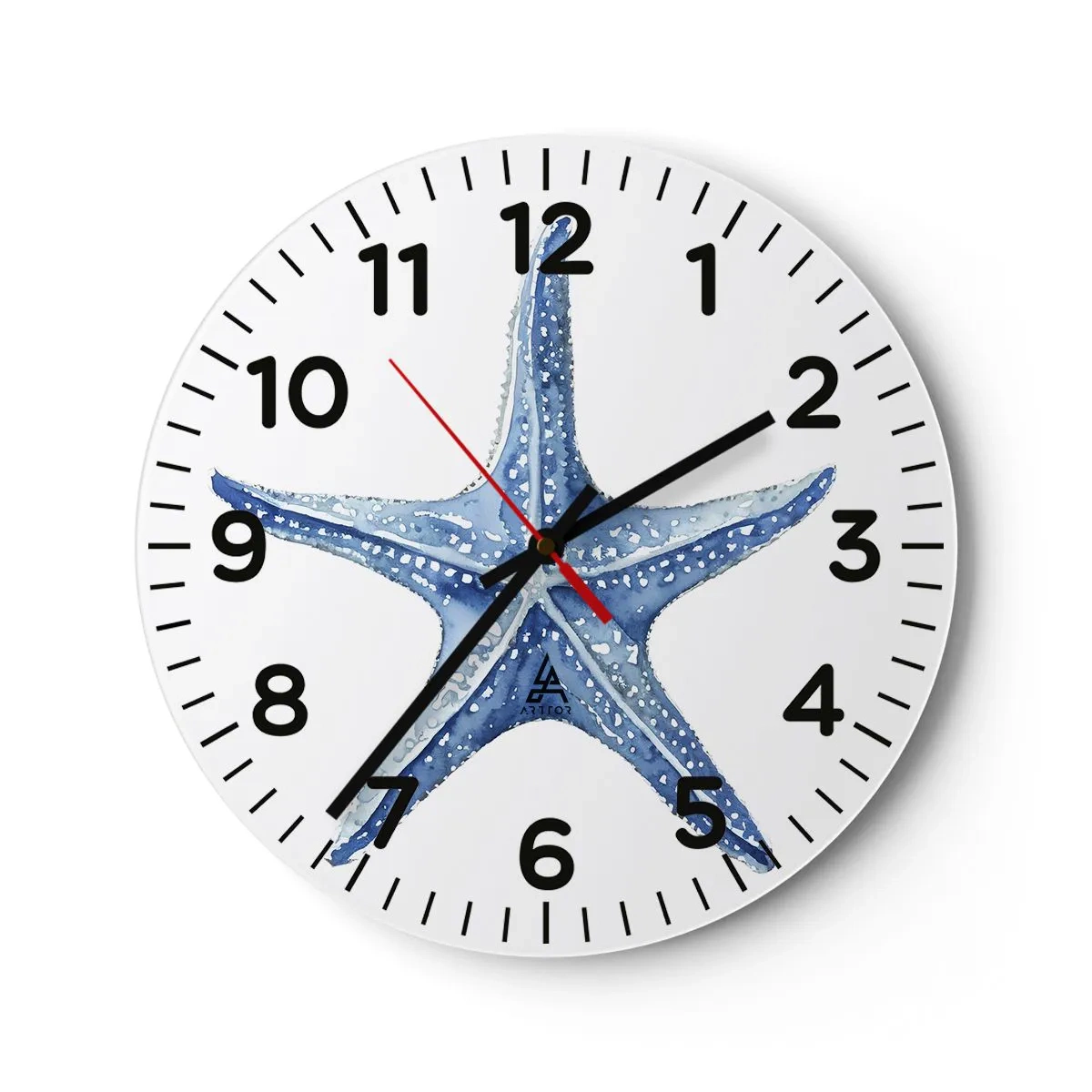Reloj de pared - Reloj de vidrio - Estrella de mar - 30x30 cm