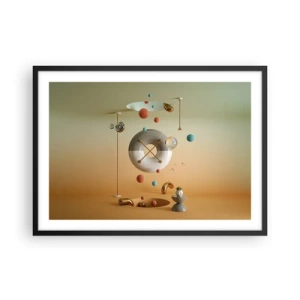 Póster en marco negro - Figuras geométricas en colores pastel en una disposición surrealista. - 70x50cm - Todo puede suceder - Decoración de pared moderna para salón y dormitorio ARTTOR
