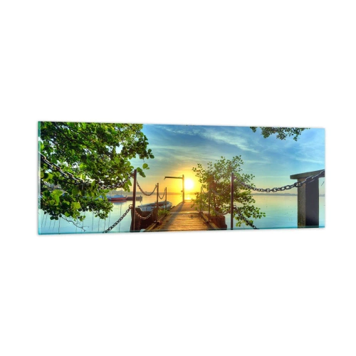 Cuadro sobre vidrio - Impresiones sobre Vidrio - Atardecer junto al agua - 90x30 cm