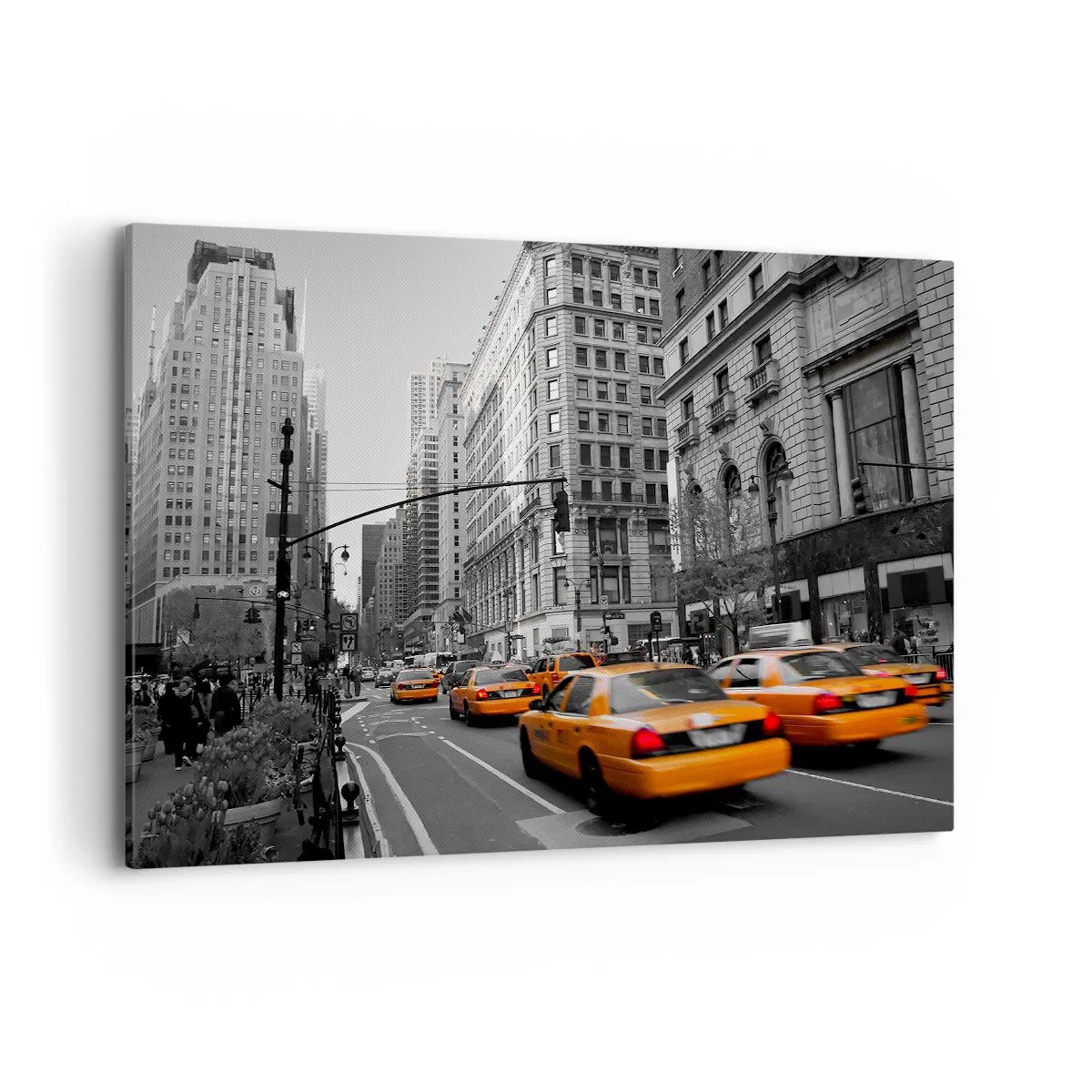 Cuadro sobre lienzo - Impresión de Imagen - Taxis amarillos en las calles de Nueva York - 100x70cm - Los soles de la gran ciudad - Decoración de pared moderna para salón y dormitorio ARTTOR