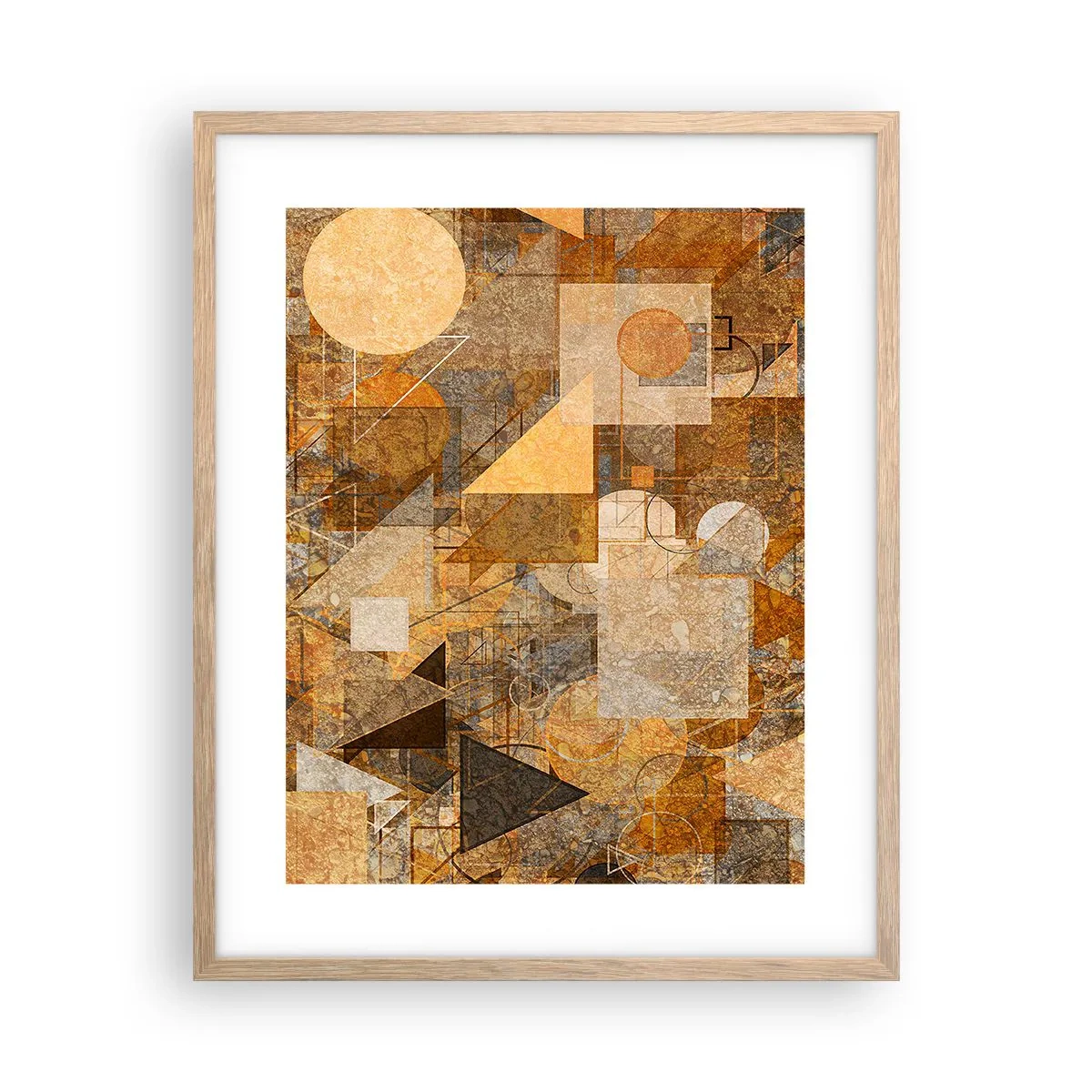 Póster en marco roble claro - Estudio cubista en bronce - 40x50 cm