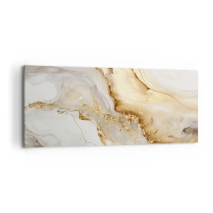 Cuadro sobre lienzo - Impresión de Imagen - Patrones abstractos de oro y mármol sobre un fondo claro. - 120x50cm - Abstracción: belleza y bondad - Decoración de pared moderna para salón y dormitorio ARTTOR