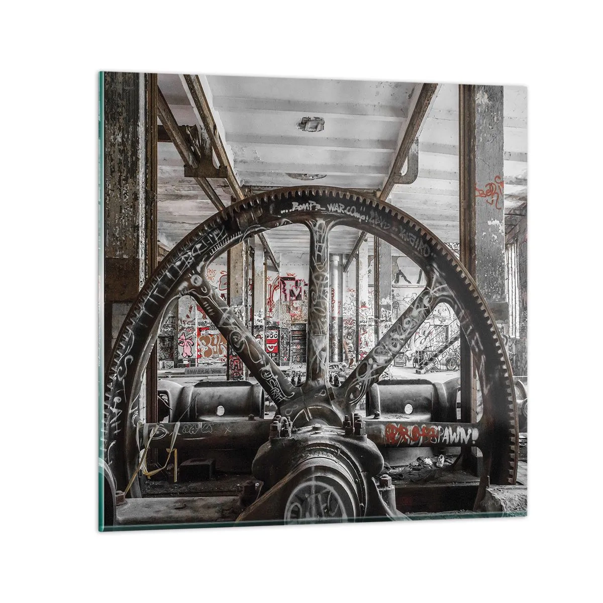 Cuadro sobre vidrio - Impresiones sobre Vidrio - La vida secreta de una fábrica - 60x60 cm