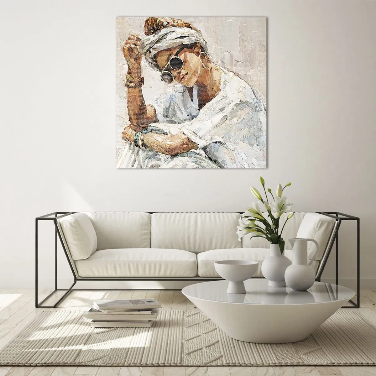 Cuadro sobre vidrio - Impresiones sobre Vidrio - Retrato a pleno sol - 70x70 cm