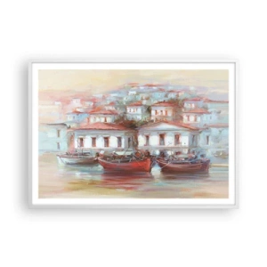 Póster en marco blanco - Ciudad feliz - 100x70 cm