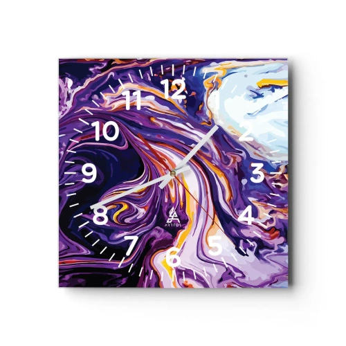 Reloj de pared - Reloj de vidrio - Una curva en el violeta - 40x40 cm