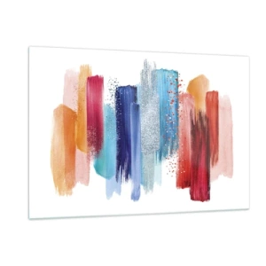 Cuadro sobre vidrio - Impresiones sobre Vidrio - Composición abstracta de pinceladas de colores - 120x80cm - Arriba y abajo - Decoración de pared moderna para salón y dormitorio ARTTOR