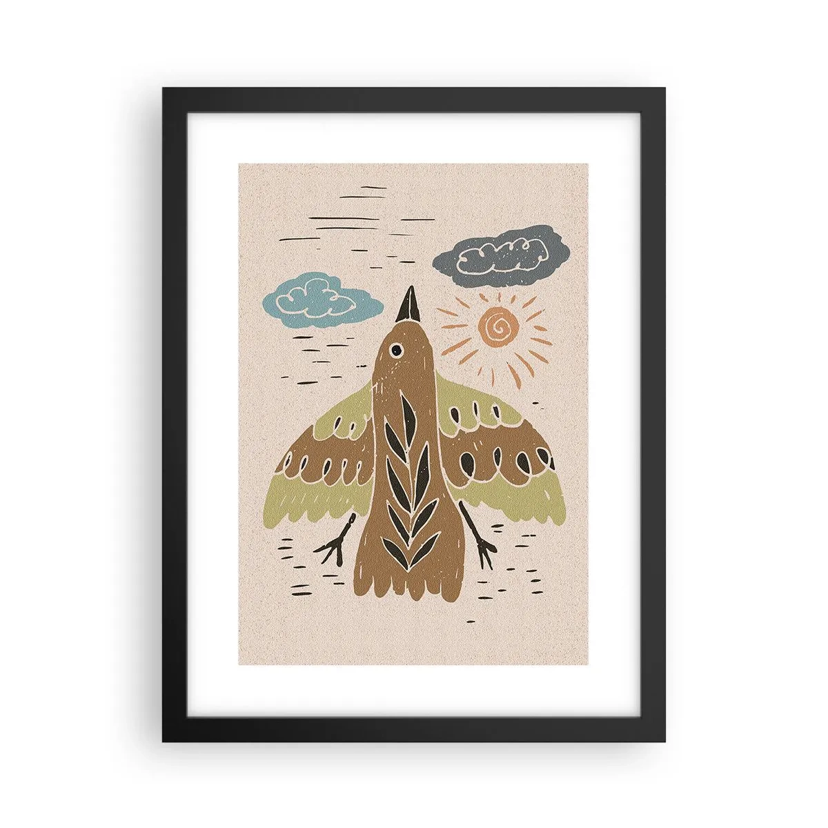 Póster en marco negro - Vuelo alegre - 30x40 cm