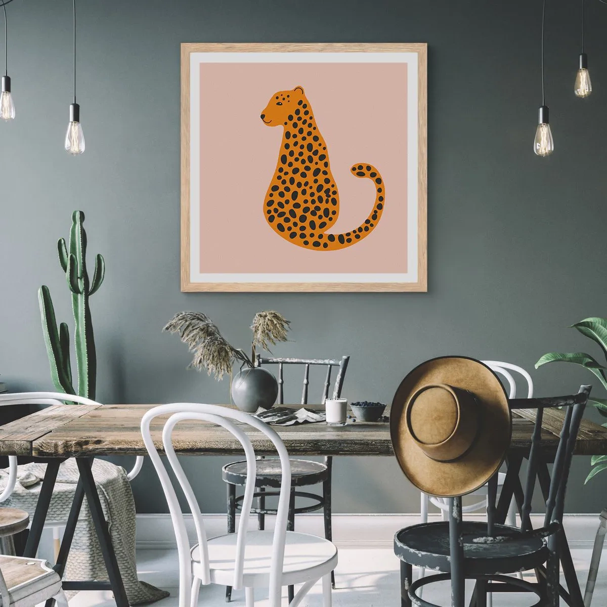 Póster en marco roble claro - El estampado de leopardo está de moda - 40x40 cm