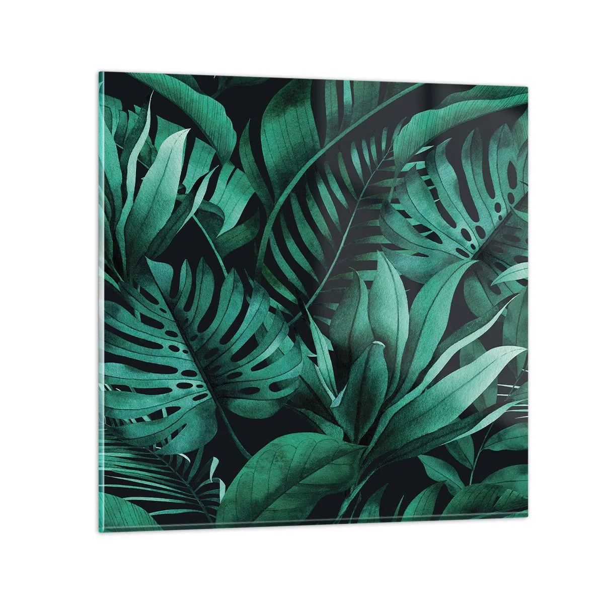 Cuadro sobre vidrio - Impresiones sobre Vidrio - Profundidad del verde tropical - 40x40 cm