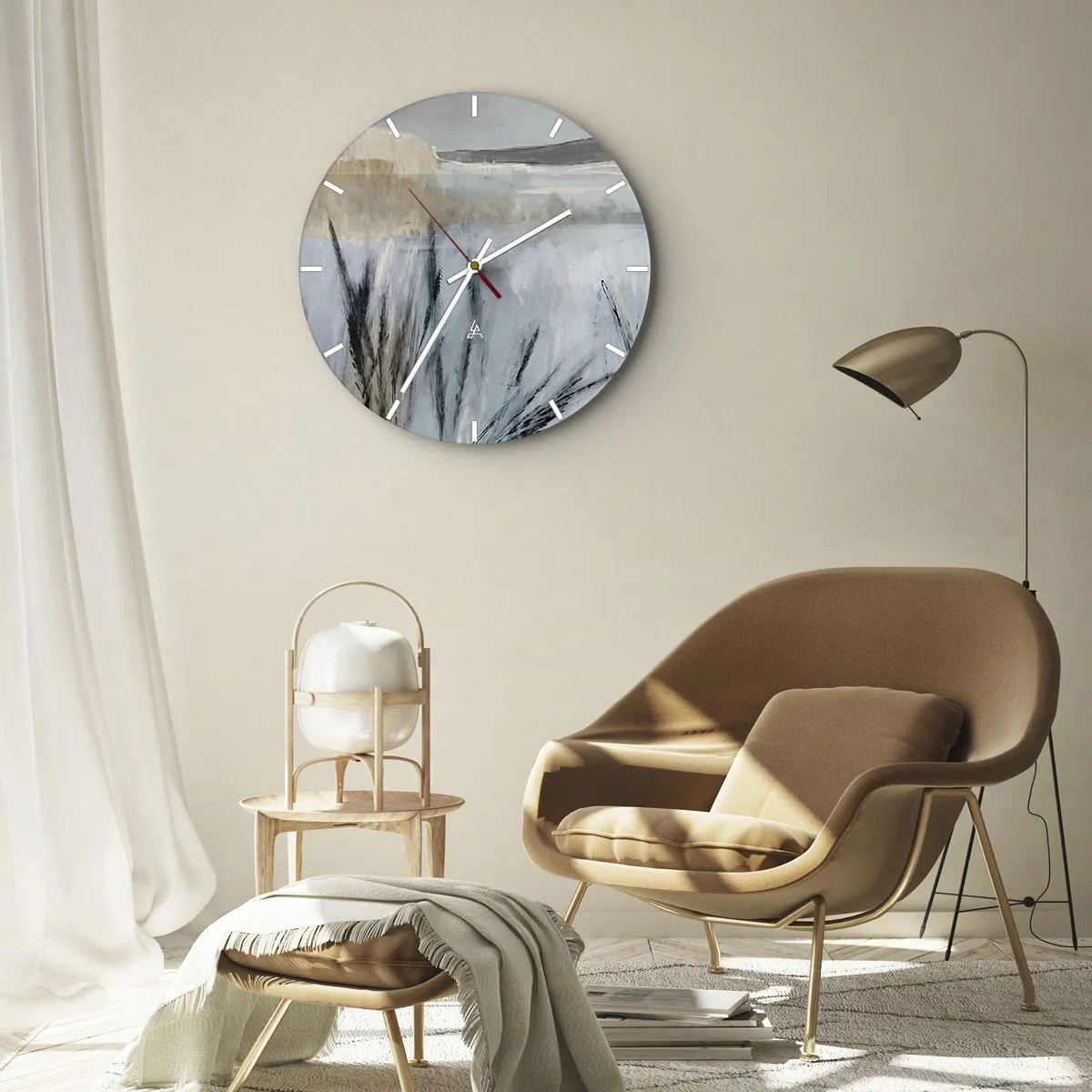 Reloj de pared - Reloj de vidrio - Campos de invierno - 30x30 cm