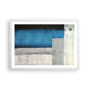 Póster en marco blanco - Composición poética de gris y azul - 70x50 cm