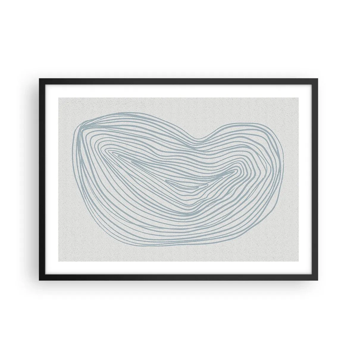 Póster en marco negro - Motivo de onda abstracto en azul delicado - 70x50cm - Sonrisa de una gota - Decoración de pared moderna para salón y dormitorio ARTTOR