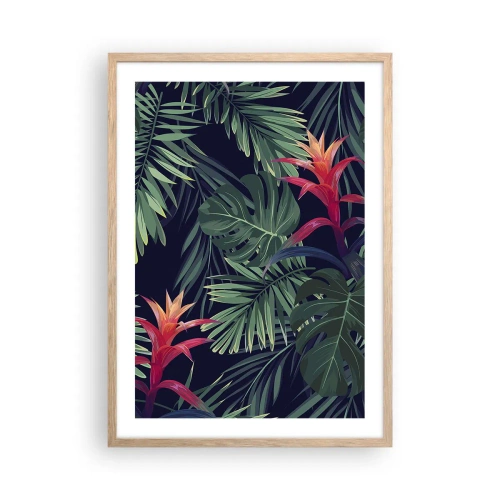 Póster en marco roble claro - Encender el color verde - 50x70 cm