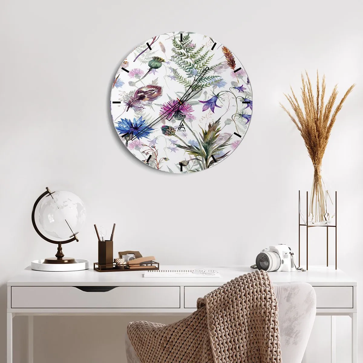 Reloj de pared - Reloj de vidrio - Herbario polaco - 40x40 cm