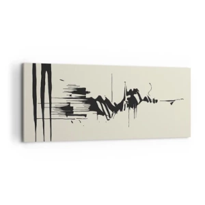 Cuadro sobre lienzo - Impresión de Imagen - Abstracción minimalista con líneas negras sobre un fondo claro. - 120x50cm - Abstracción apresurada - Decoración de pared moderna para salón y dormitorio ARTTOR