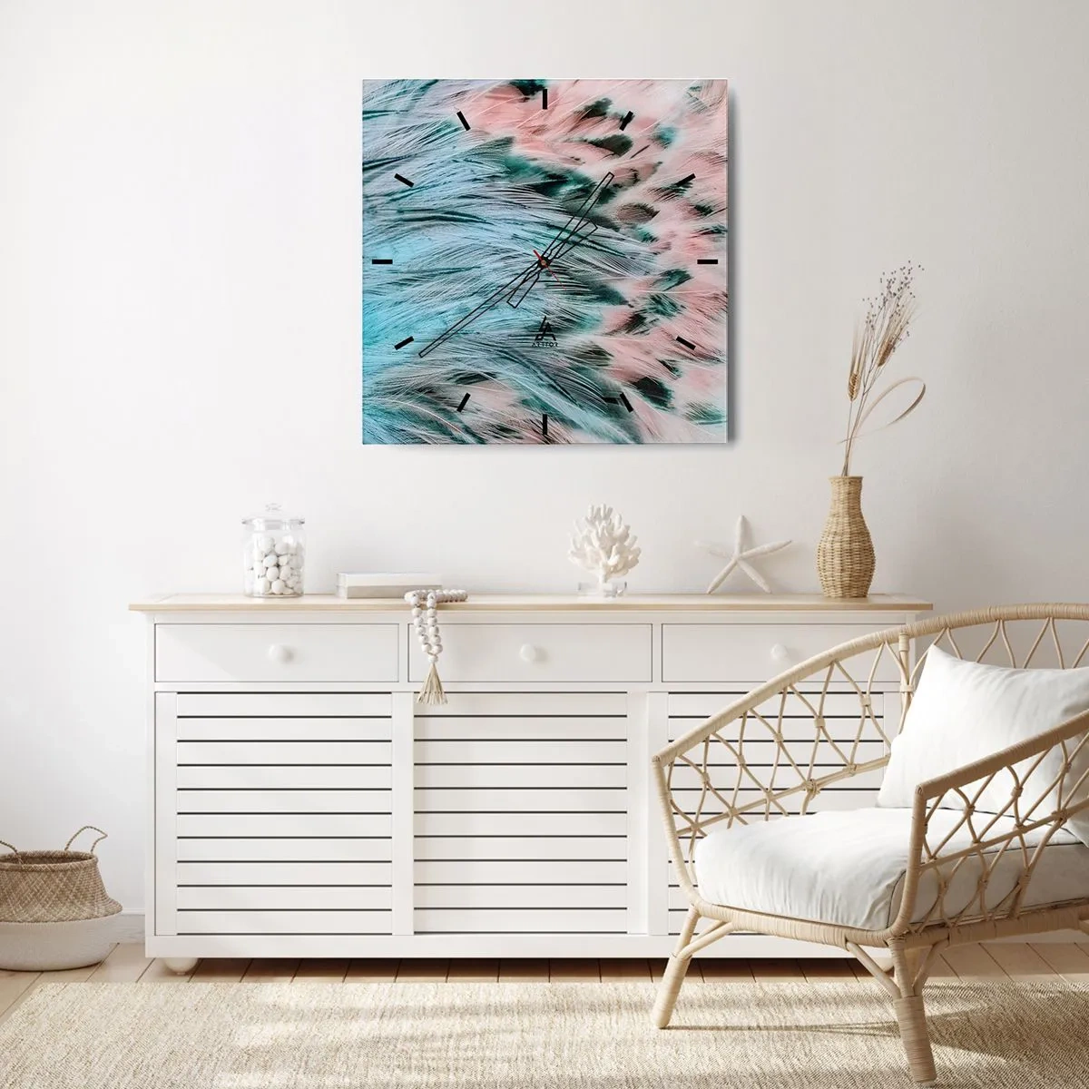 Reloj de pared - Reloj de vidrio - Suavidad rosa zafiro - 40x40 cm