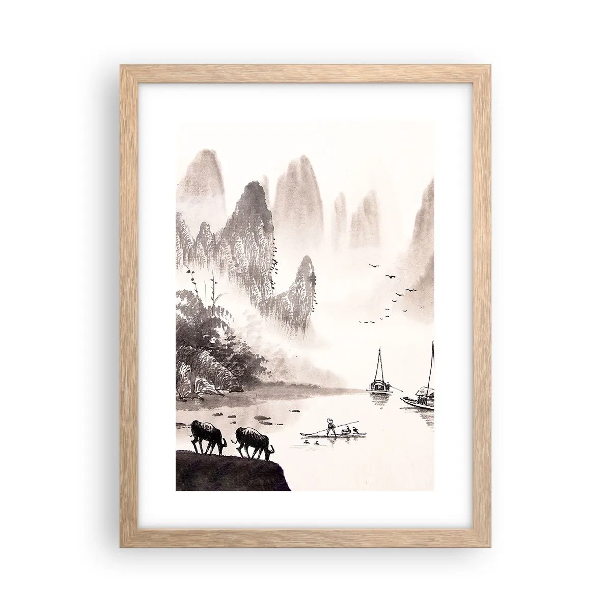 Póster en marco roble claro - La exótica vida cotidiana de Oriente - 30x40 cm