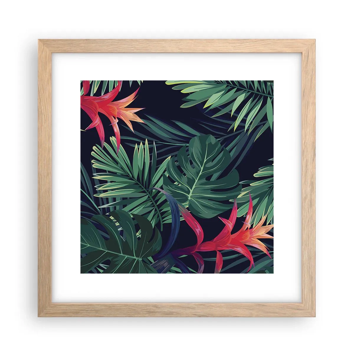 Póster en marco roble claro - Encender el color verde - 30x30 cm