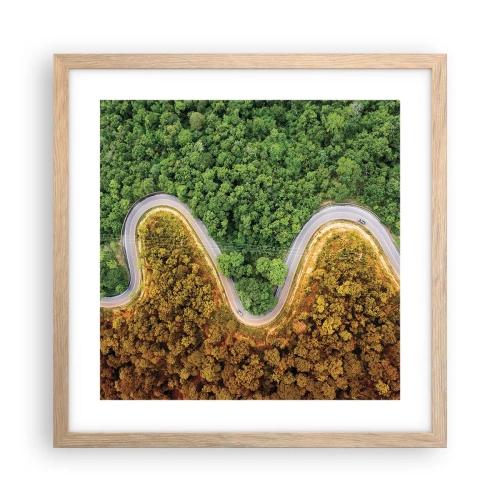 Póster en marco roble claro - Frontera serpenteante - 40x40 cm