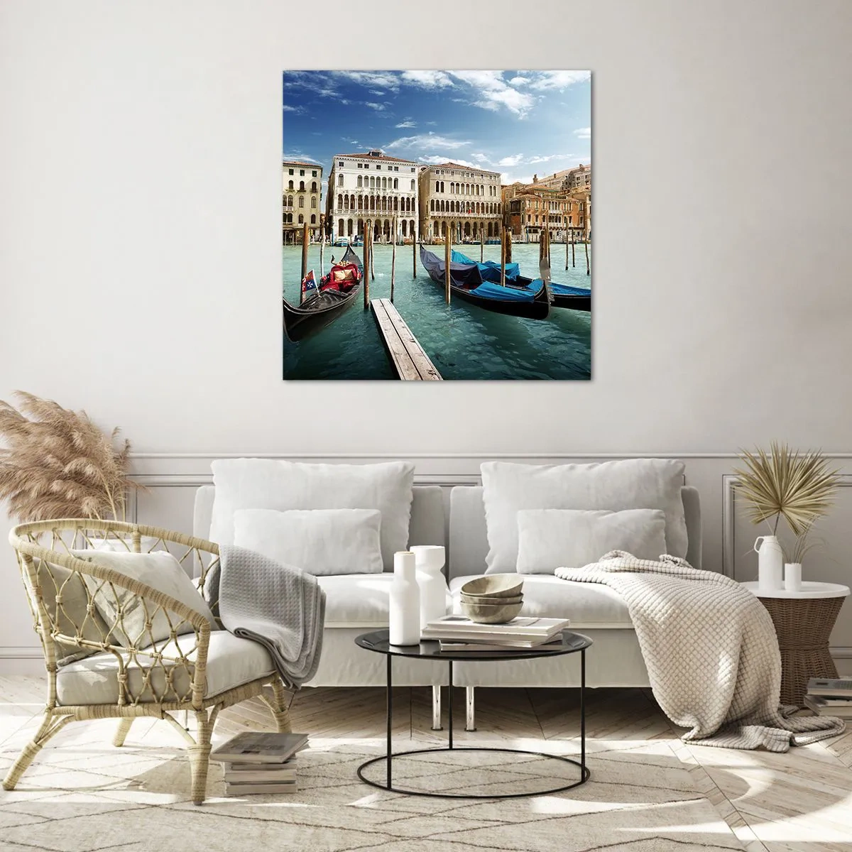 Cuadro sobre vidrio - Impresiones sobre Vidrio - Palacios en azul - 40x40 cm