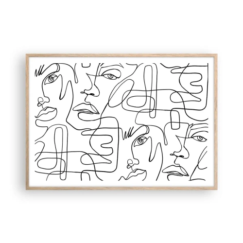 Póster en marco roble claro - Entre emociones enredadas - 100x70 cm