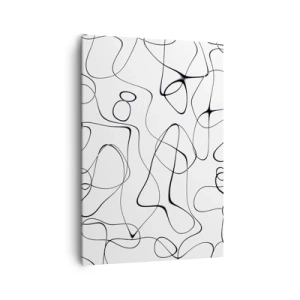 Cuadro sobre lienzo - Impresión de Imagen - Líneas negras abstractas sobre un fondo blanco en un estilo minimalista. - 70x100cm - Los caminos de la vida, las vicisitudes del destino - Decoración de pared moderna para salón y dormitorio ARTTOR