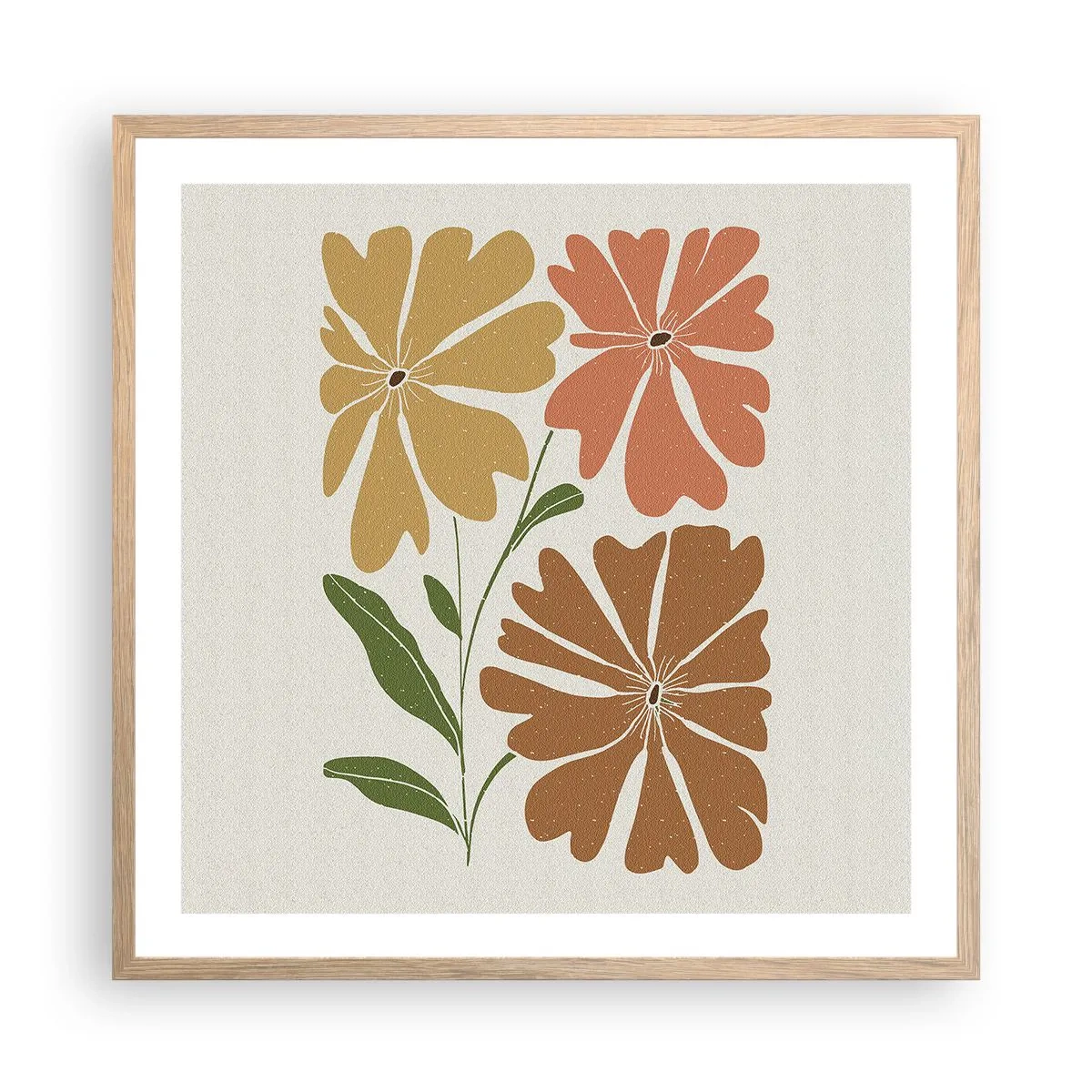 Póster en marco roble claro - Naturaleza y geometría - 60x60 cm