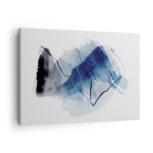 Cuadro sobre lienzo - Impresión de Imagen - Formas abstractas en tonos azules con líneas delicadas. - 70x50cm - Montaña helada - Decoración de pared moderna para salón y dormitorio ARTTOR