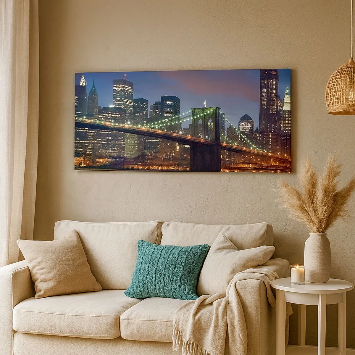 Cuadro sobre lienzo - Impresión de Imagen - Una noche iluminada - 100x40 cm