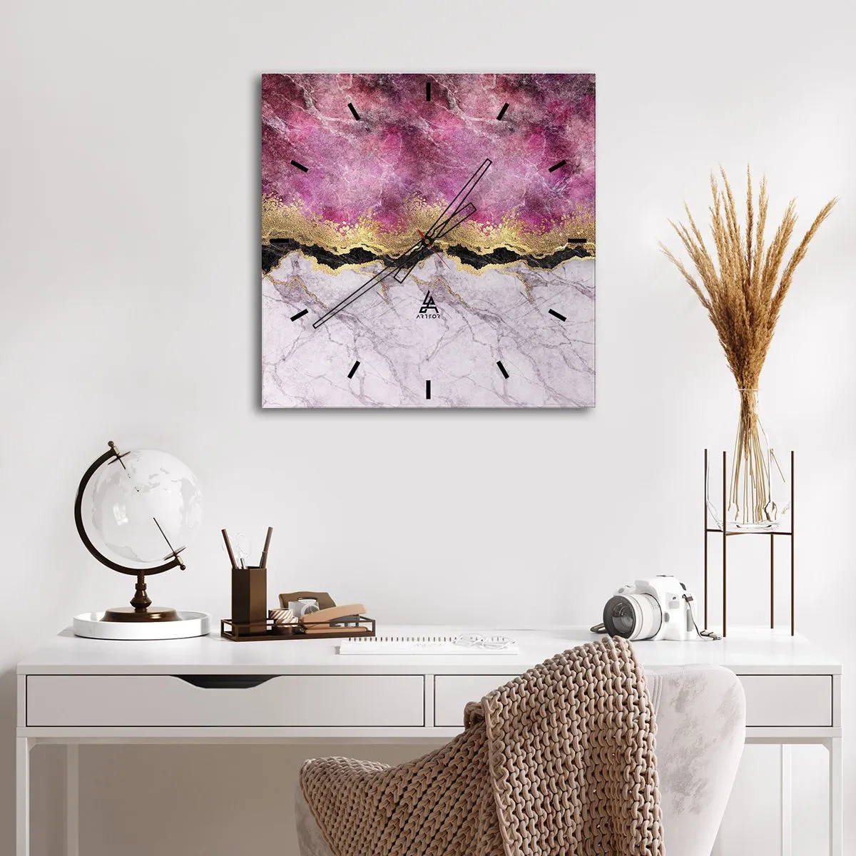 Reloj de pared - Reloj de vidrio - En la frontera - 40x40 cm